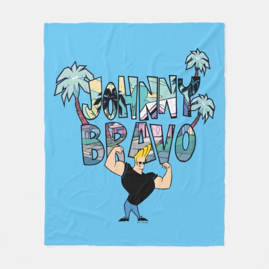 Johnny Bravo Palm Tree Name Fleecedecke (Vorderseite)
