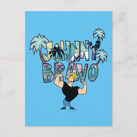 Johnny Bravo Palm Tree Name Postkarte (Vorderseite)