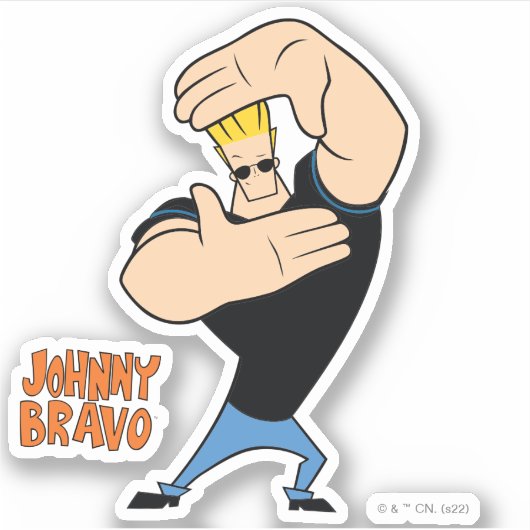 Johnny Bravo Picture Frame Pose Aufkleber (Vorderseite)