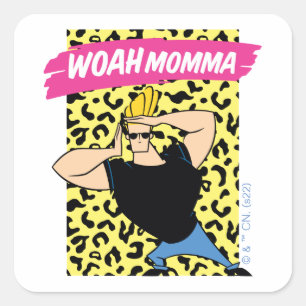 Johnny Bravo - Woah Momma Quadratischer Aufkleber