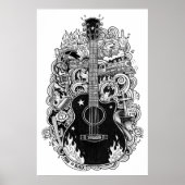 Johnny Cash Fan Art Poster, Black & White Drawing Poster (Vorne)