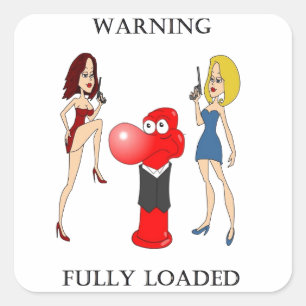 Johnny Condom Fully Loaded Quadratischer Aufkleber