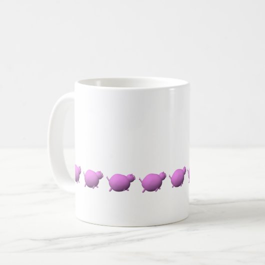 Johnny, der Schwein-Tasse isst Kaffeetasse (Vorderseite Links)