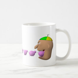 Johnny, der Schwein-Tasse isst Kaffeetasse