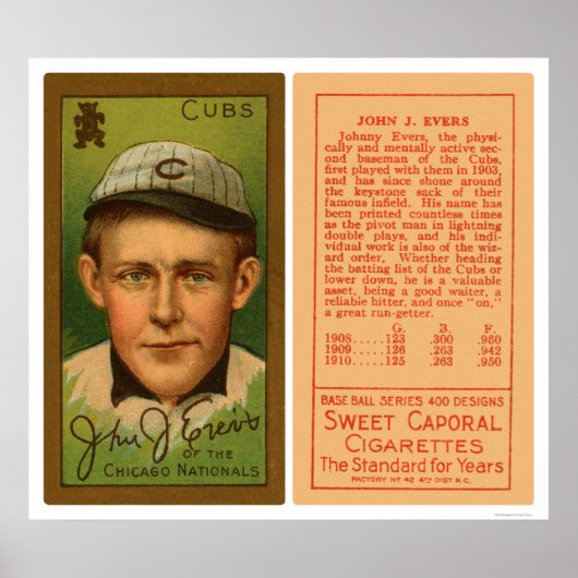 Johnny Evers Cubs Baseball 1911 Poster (Vorne)