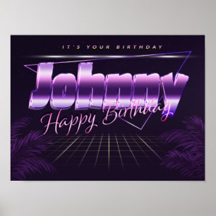Johnny Name Vorname lila retro Poster Geburtstag