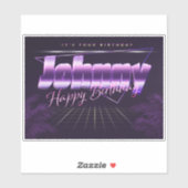 Johnny Name Vorname lila retro Sticker Geburtstag (Blatt)