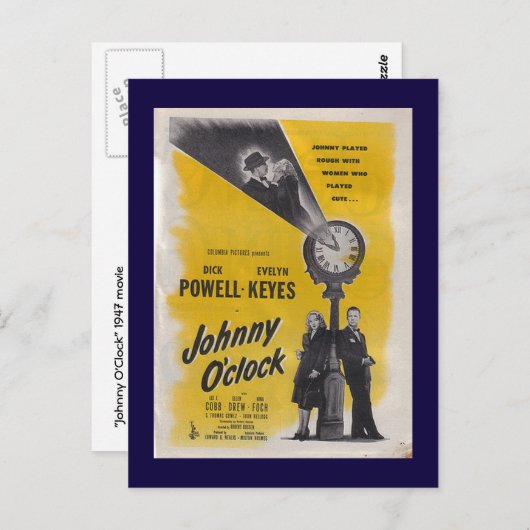 Johnny O'Clock — Monochrome Plakate Postkarte (Vorne/Hinten)