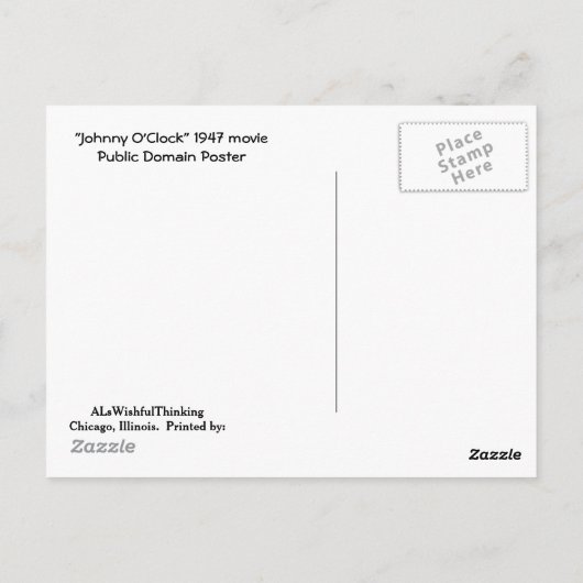 Johnny O'Clock — Monochrome Plakate Postkarte (Rückseite)