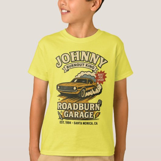 Johnny Roadburn - Retro Burnout Muscle Car T-Shirt (Vorderseite)