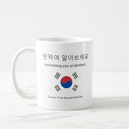 Johnny Somali FAFO auf Koreanisch Kaffeetasse (Links)