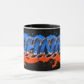 Johnny Vorname Name Graffiti blue orange Tasse (Zentrum)
