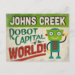 Johns Creek Georgia Robot - Funny Vintag Postkarte