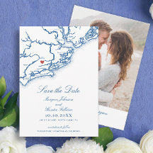 Johns Island SC Karte Elegant Navyblaue Hochzeit