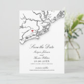 Johns Island SC Map Elegant Black White Wedding Save The Date (Stehend Vorderseite)