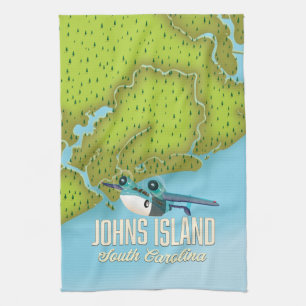 Johns Island, South Carolina USA Karte. Geschirrtuch