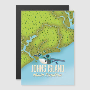 Johns Island, South Carolina USA Karte. Magnetkarte