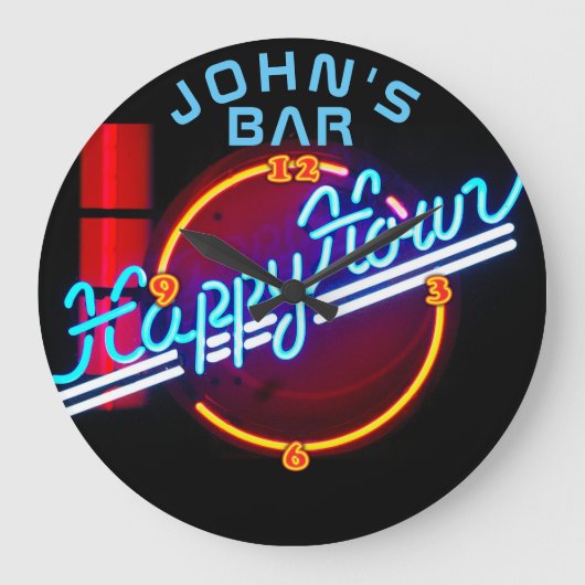JOHN'S - Name Neon Sign Bar Mancave Den Clock Fun Große Wanduhr (Vorderseite)