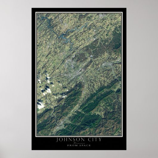 Johnson City Tennessee von Space Satellite Karte Poster (Vorne)