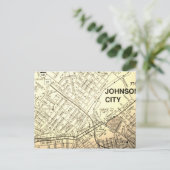 Johnson City, TN Vintag Map Postkarte (Stehend Vorderseite)