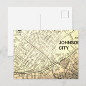Johnson City, TN Vintag Map Postkarte (Vorne/Hinten)