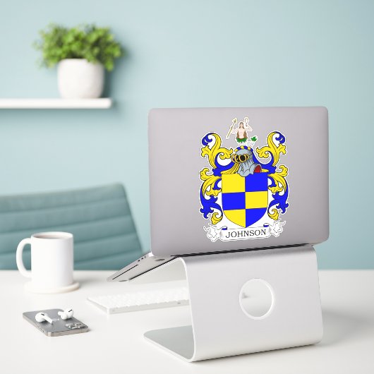 Johnson Familienwappen Aufkleber (Laptop auf Schreibtisch)