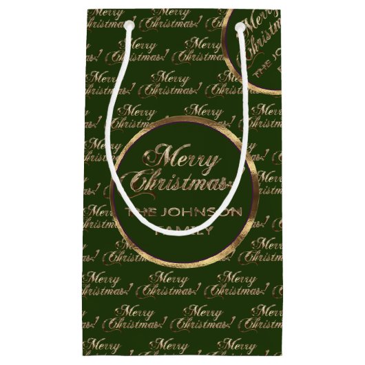 Johnson Family Christmas Green Imitate Gold Chic Kleine Geschenktüte (Vorderseite)