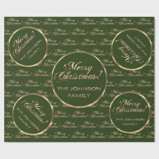 Johnson Family Christmas Green Imitate Gold Geschenkpapier (Flach)