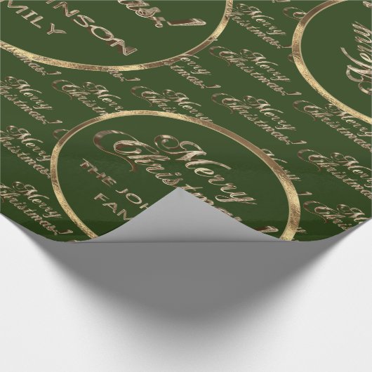 Johnson Family Christmas Green Imitate Gold Geschenkpapier (Ecke)
