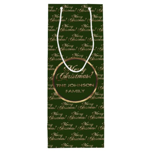 Johnson Family Christmas Green Imitate Gold Geschenktüte Für Weinflaschen (Rückseite)