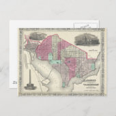 Johnson-Karte 1866 von Washington DC Postkarte (Vorne/Hinten)