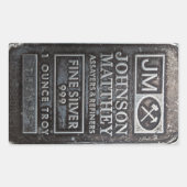 Johnson Matthey Solid 1oz Solid Silver Bar 762835 Rechteckiger Aufkleber (Vorderseite)