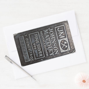 Johnson Matthey Solid 1oz Solid Silver Bar 762835 Rechteckiger Aufkleber