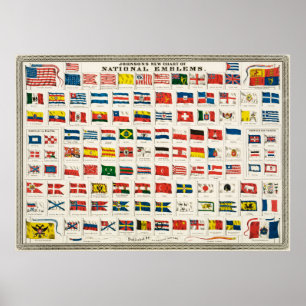 Johnsons neues Diagramm nationaler Embleme, 1868 Poster