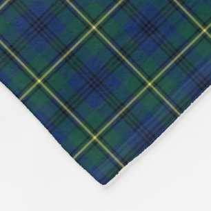 Johnston-Clanblauer, grüner und gelber Tartan Fleecedecke
