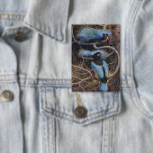 Johnston Vintage Blue Bird Paradies Illustration Button (Insitu)