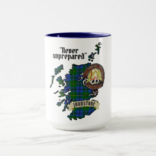 Johnstone Clan Abzeichen & Tartan Map of Scotland  Tasse