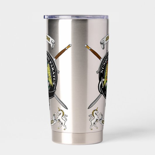 Johnstone Clan Abzeichen Tartan & Schwerter Thermobecher (Rechts)