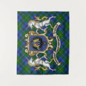 Johnstone Clan Abzeichen & Unicorns w/Tartan Wandteppich (Vorderseite)