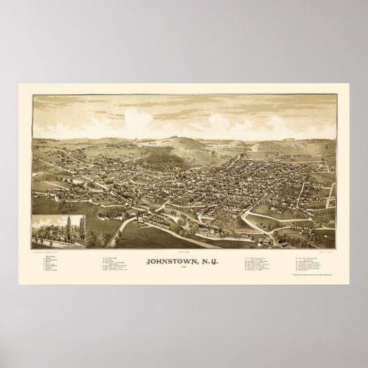 Johnstown, NY Panoramic Map - 1888 Poster (Vorne)
