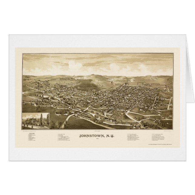 Johnstown, NY panoramische Karte - 1888 (Vorderseite (Horizontal))