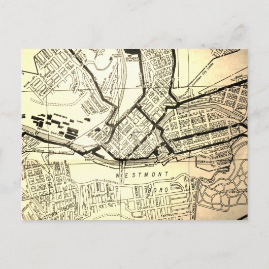 Johnstown, PA Vintag Map Postkarte (Vorderseite)