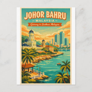 Johor Bahru, Malaysia, in einem lebendigen Retro-S Postkarte