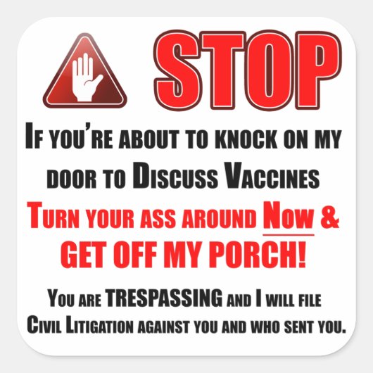 JoHoVaxx Zeugen Quadratischer Aufkleber (Vorderseite)