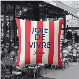 Joie De Vivre France Red Cabana Stripe Französisch Kissen