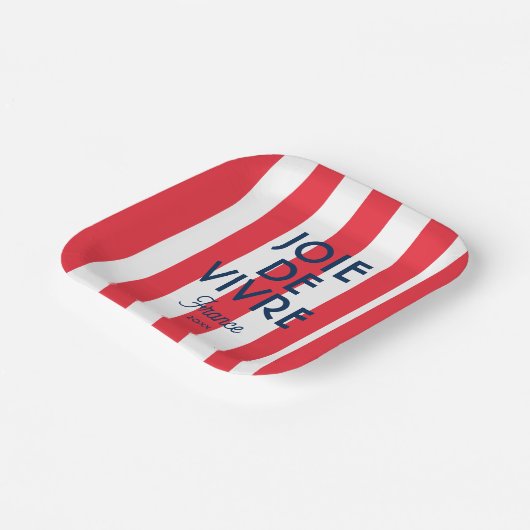 Joie De Vivre France Red Cabana Stripe Französisch Pappteller (Gewinkelt)