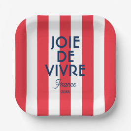Joie De Vivre France Red Cabana Stripe Französisch Pappteller