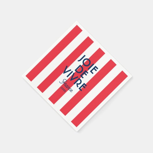 Joie De Vivre France Red Cabana Stripe Französisch Serviette (Ecke)