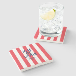 Joie De Vivre France Red Cabana Stripe Französisch Steinuntersetzer