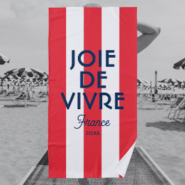 Joie De Vivre France Red Cabana Stripe Französisch Strandtuch